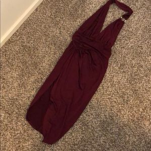 Maroon midi halter dress